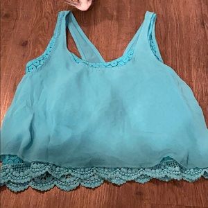 Chiffon crop with crochet underlay